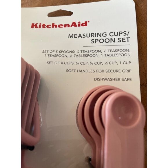 KitchenAid Measuring Cups & Spoons Set - 9-Piece Pink Plastic - Picture 2 of 3